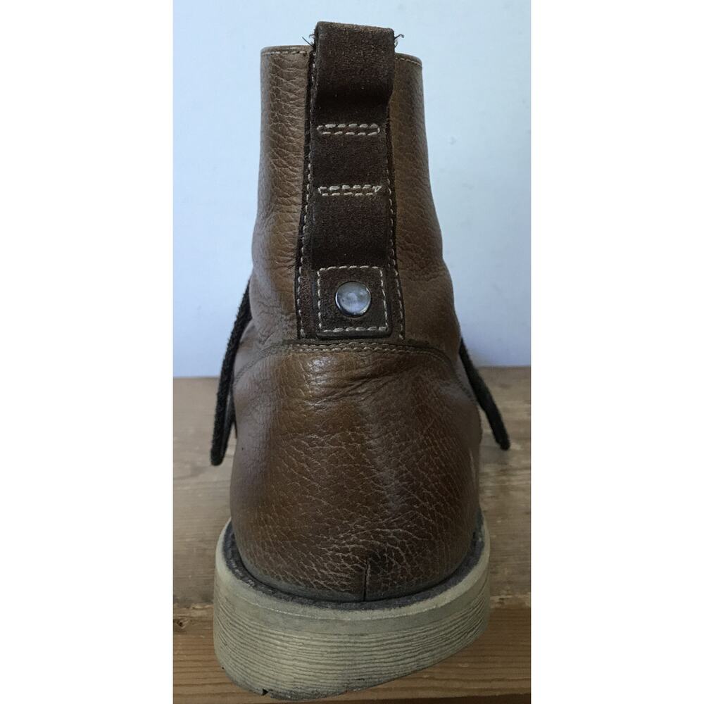 Johnston Murphy Brown Leather Crepe Sole Lace Up Moc Toe Work Ankle Boots 9.5M - Picture 5 of 7